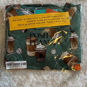 Posh Peanut Morning Brew 5/6 Green Coffee Print Top